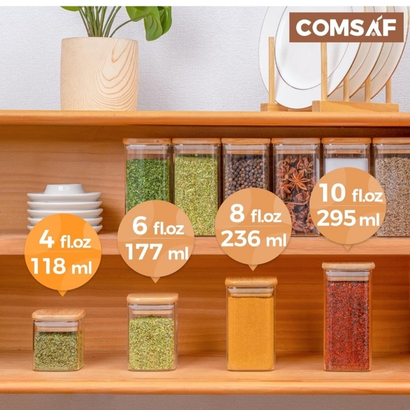 12pc Spice Jars with Bamboo Lids - Picture 6 of 9